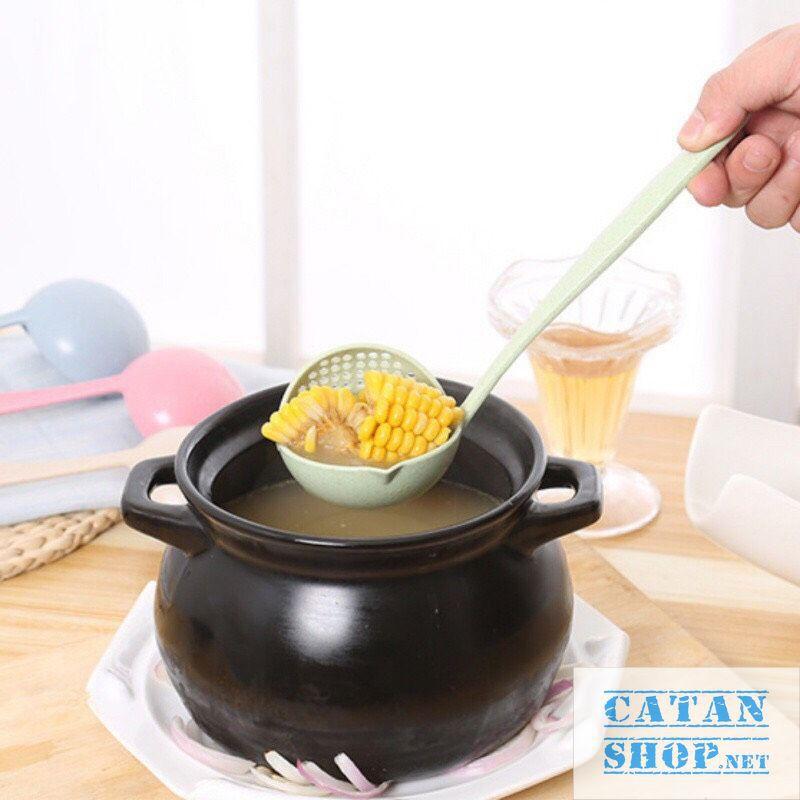 VÁ/MUỖNG MÚC CANH, ĂN LẨU 2IN1 CÓ LỖ THOÁT NƯỚC NHỰA LÚA MẠCH AN TOÀN VỆ SINH GD323