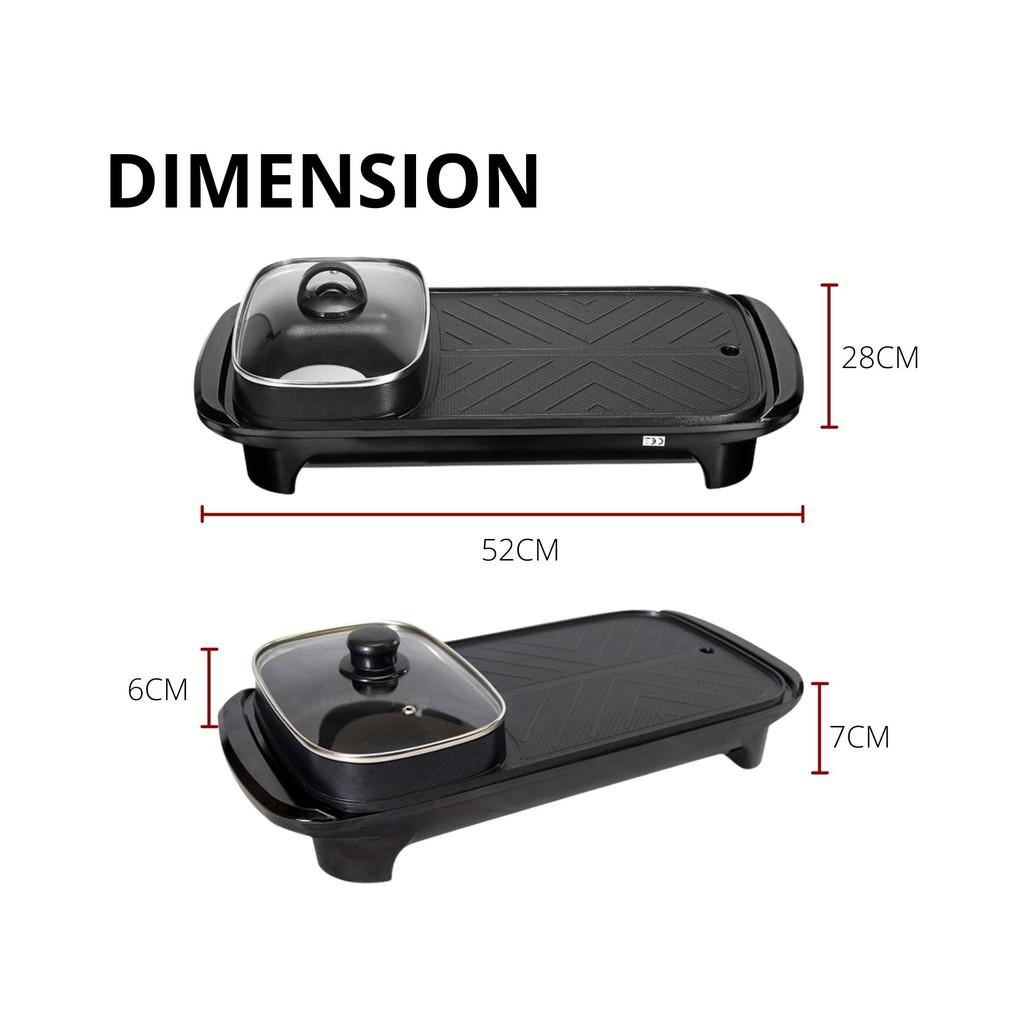 Bếp Lẩu Nướng 2 Trong 1 Chữ Nhật POT-159 1300W, Bếp Lẩu Nướng Không Khói BBQ Hàn Quốc - BẢO HÀNH 12 THÁNG