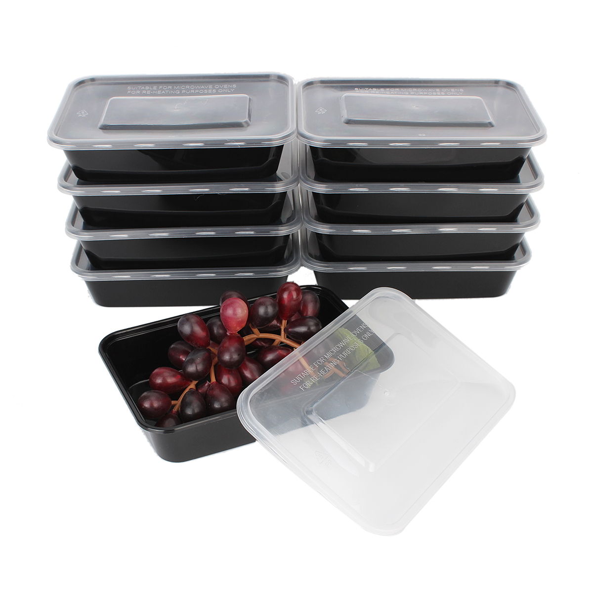 10 Set 16oz Food Prep Meal Storage Containers Lids Lunch Boxes Microwavable