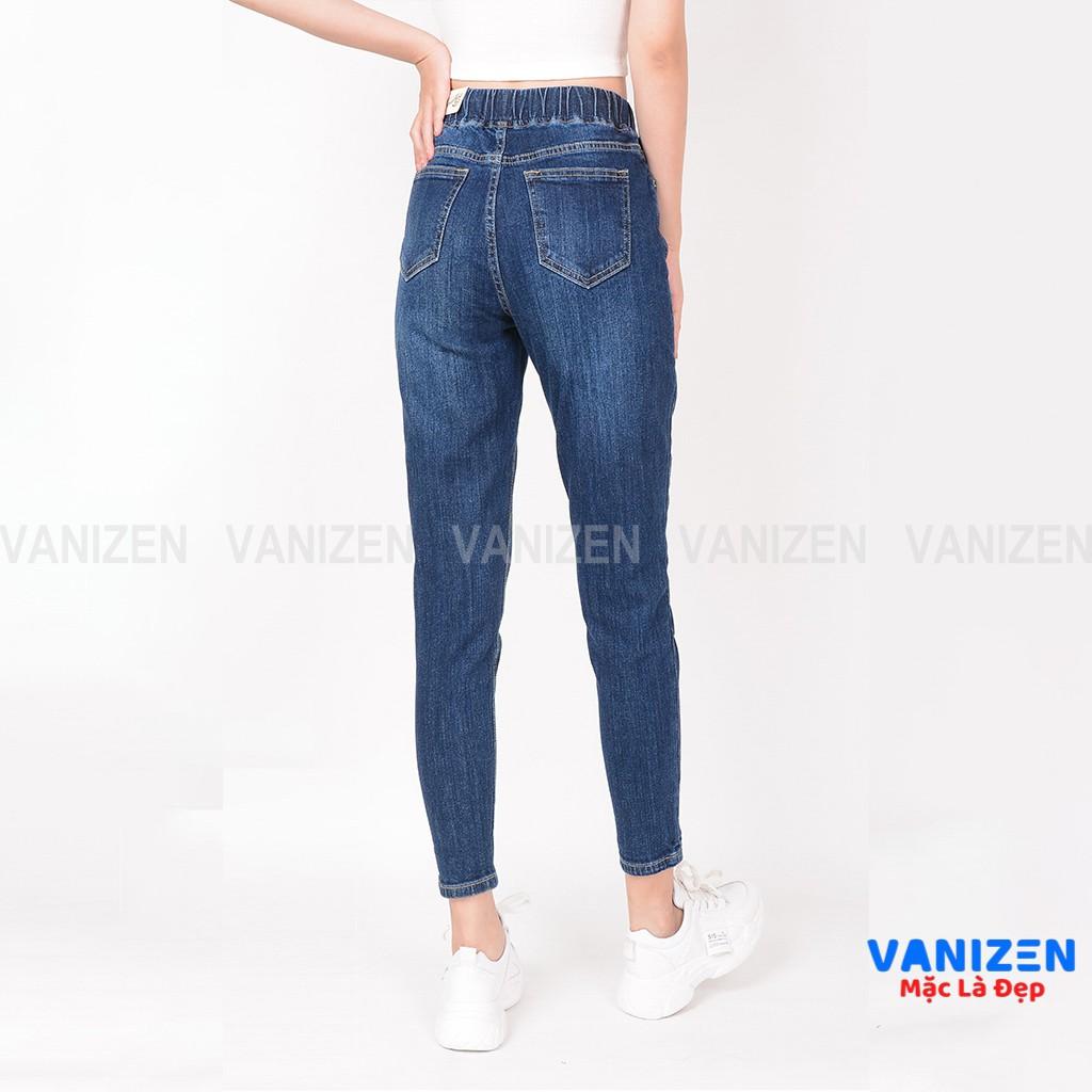 Quần jean nữ ống rộng baggy đẹp lưng cao cạp chun xước nhẹ hàng cao cấp mã 323 VANIZEN