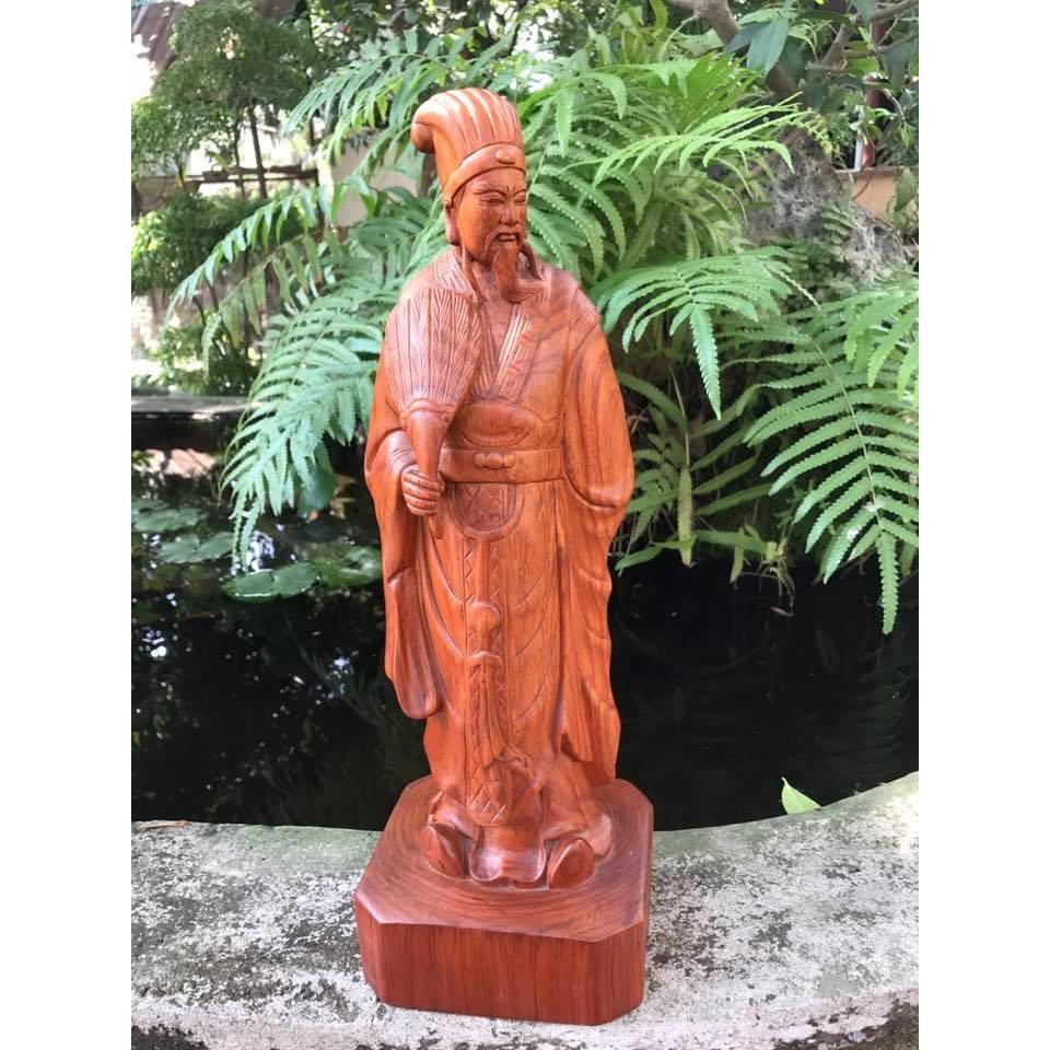 Tượng Khổng Minh gỗ hương cao 50 cm