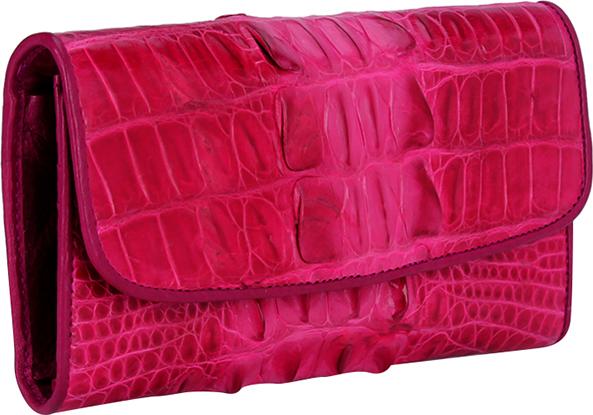 Ví Nữ Da Cá Sấu 3 Gấp Gai Huy Hoàng HT3286 - Hồng