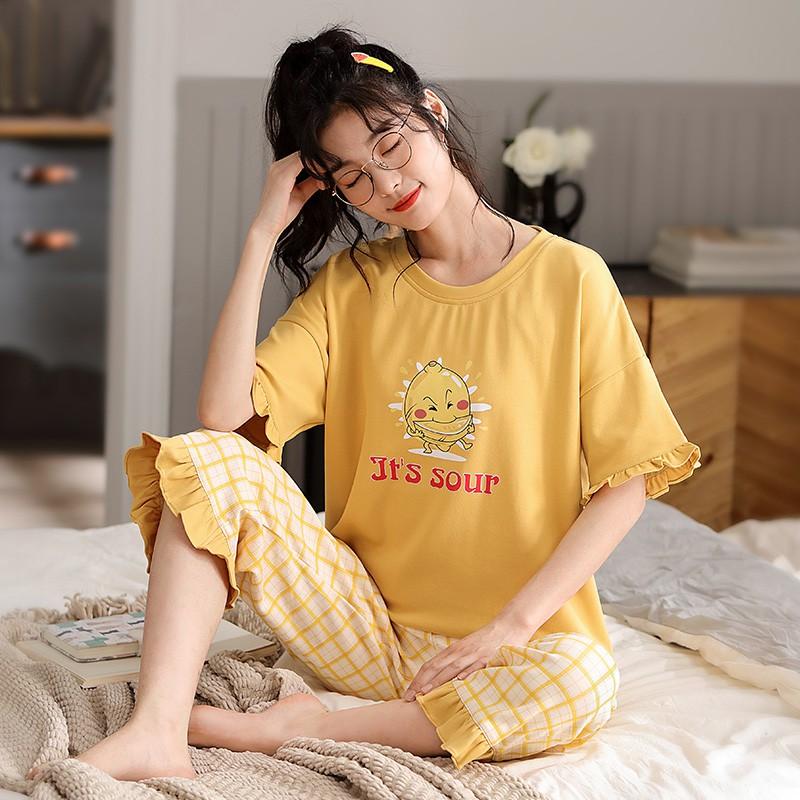 Bộ đồ đôi nam nữ mùa hè chất cotton 100% thoáng mát, thấm hút mồ hôi, màu sắc đồng điều trẻ trung