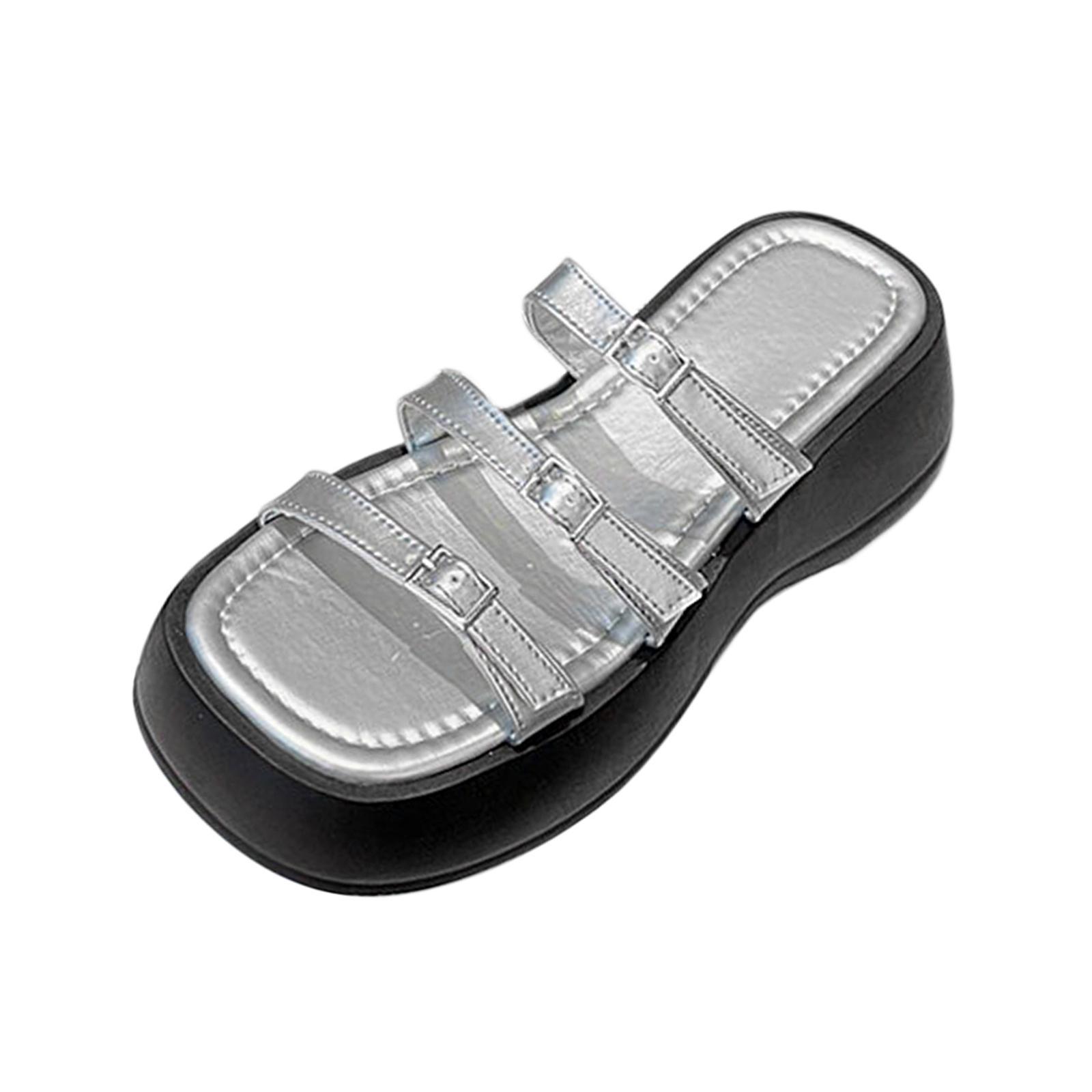 Women Platform Slide Sandals Slip on Sandals Versatile Anti Slip Open Toe Casual Trendy Summer Beach Shoes Platform Slippers for Pool Street