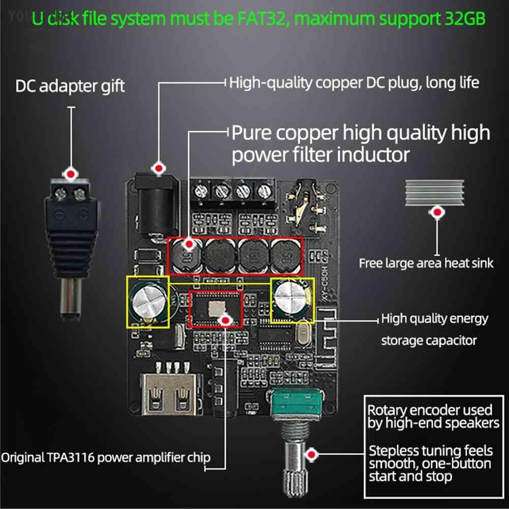 Bảng Mạch Khuếch Đại Âm Thanh Kỹ Thuật Số Không Dây XY-C50H 50Wx2 APP