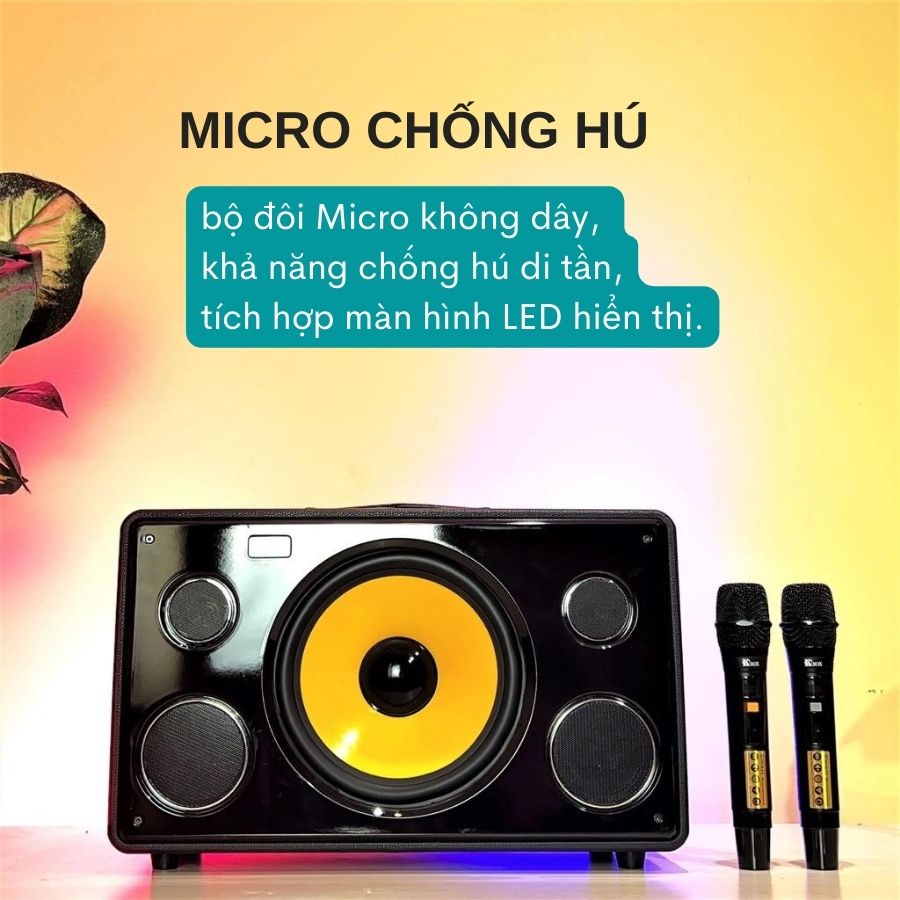 Loa kéo KCBOX S9 - Loa di động xách tay thùng gỗ bọc da, công suất 600W kết nối bluetooth 5.0 tặng kèm micro chống hú - Hàng nhập khẩu