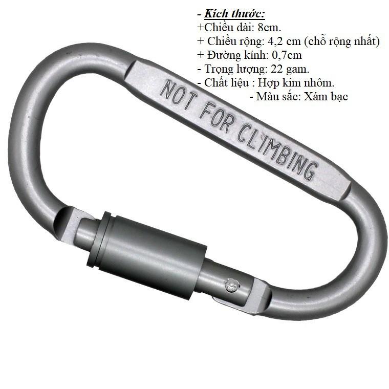 Móc khóa Carabiner hình chữ D bằng hợp kim nhôm, móc khóa du lịch đa năng nhiều màu sắc.