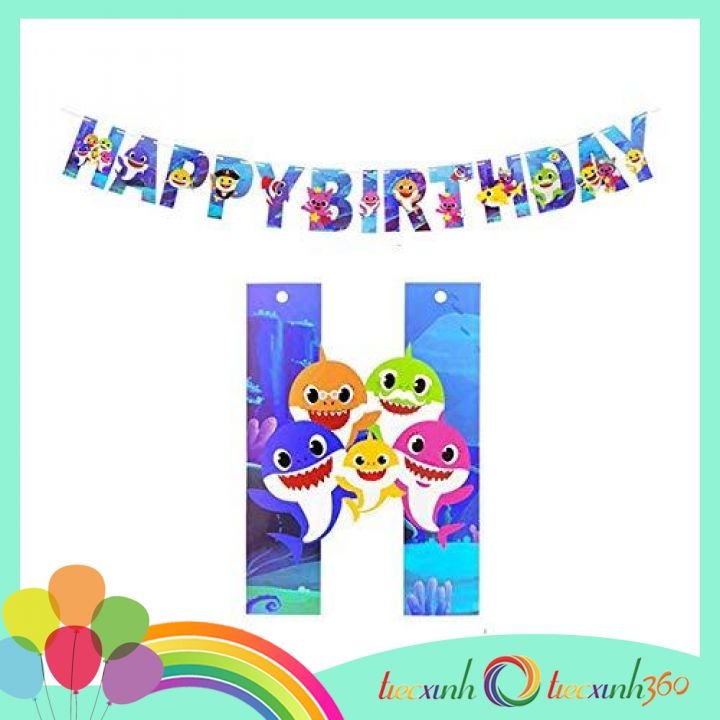 Dây chữ Happy Birhday chủ đề Baby Shark