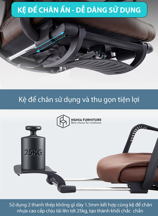 Ghế công thái học ngả lưng 170 Ergonomic E01 hỗ trợ cột sống cực tốt