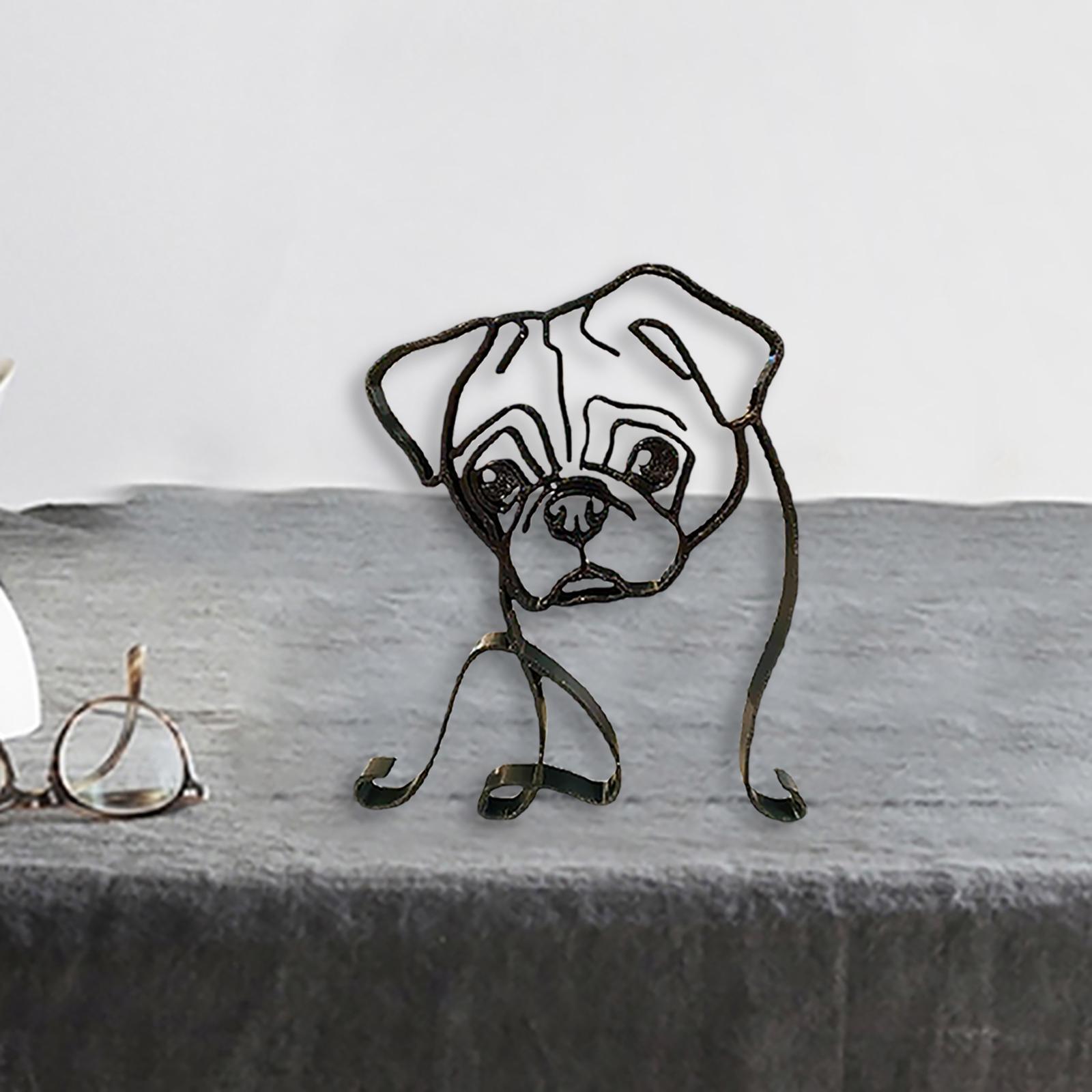 2xMinimalist Dog Sculptures Bedroom Office Bookshelf Figurines Decor A