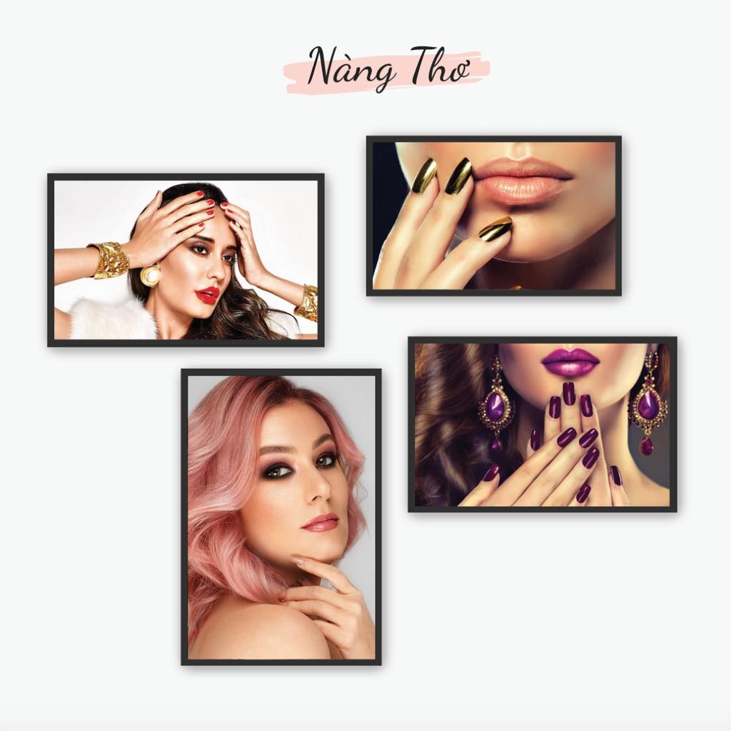 BỘ 4 TẤM TRANH DÁN SALON TÓC, TIỆM NAILS & THẨM MỸ_DECAL VIP