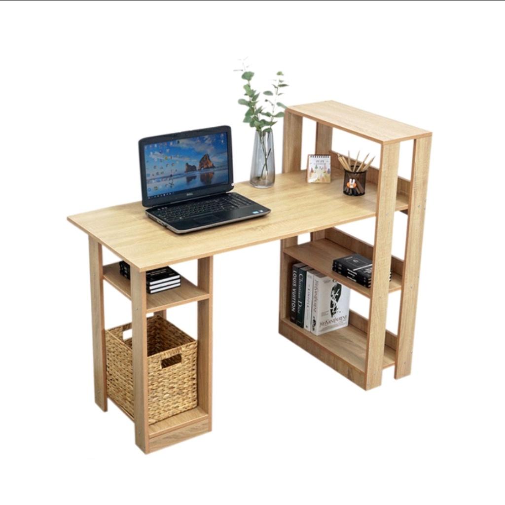 Bàn Làm Việc, Bàn Học Sinh Gỗ MDF Lắp Ghép Kết Hợp Kệ Sách 4 Tầng Tiện Dụng.