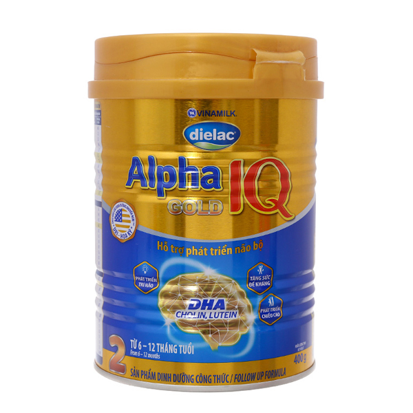 Sữa Bột Vinamilk Dielac Alpha Gold IQ Step 2 Dành Cho Bé Từ 6 -12 Tháng - Hộp 400g