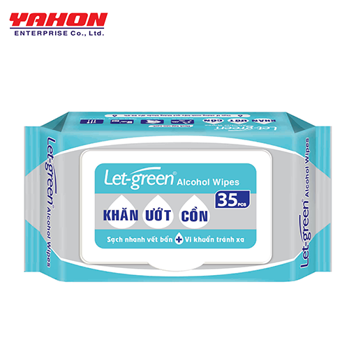 Bao Khăn Ướt Cồn LET-GREEN, 35 Miếng/Bao