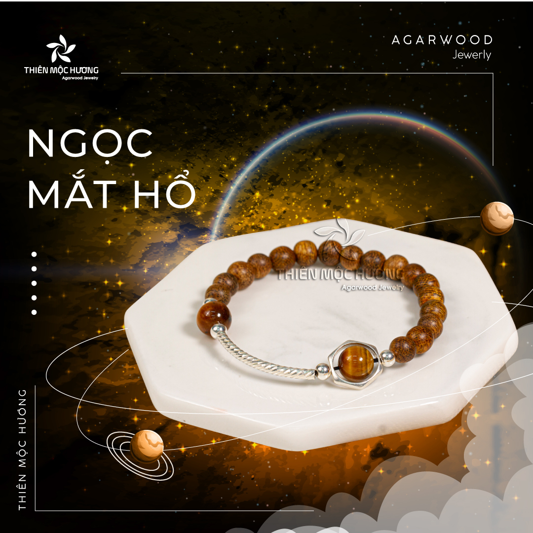 Vòng tay Trầm Hương tự nhiên Lục Tú Vân Hà - An nhiên mix charm bạc 925 cao cấp - Trầm Tốc Lào - Thiên Mộc Hương