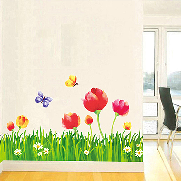 Decal Dán Tường Chân Tường Hoa Tulip Binbin CT08 (120 x 65 cm)