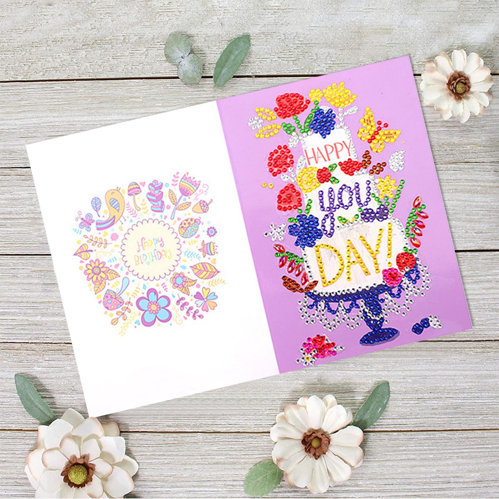 Diamond Painting Birthday Cards, Gift Card, Thank You Cards with Envelopes for Kids Adults, DIY Handmade Creative Gift for Home Decor