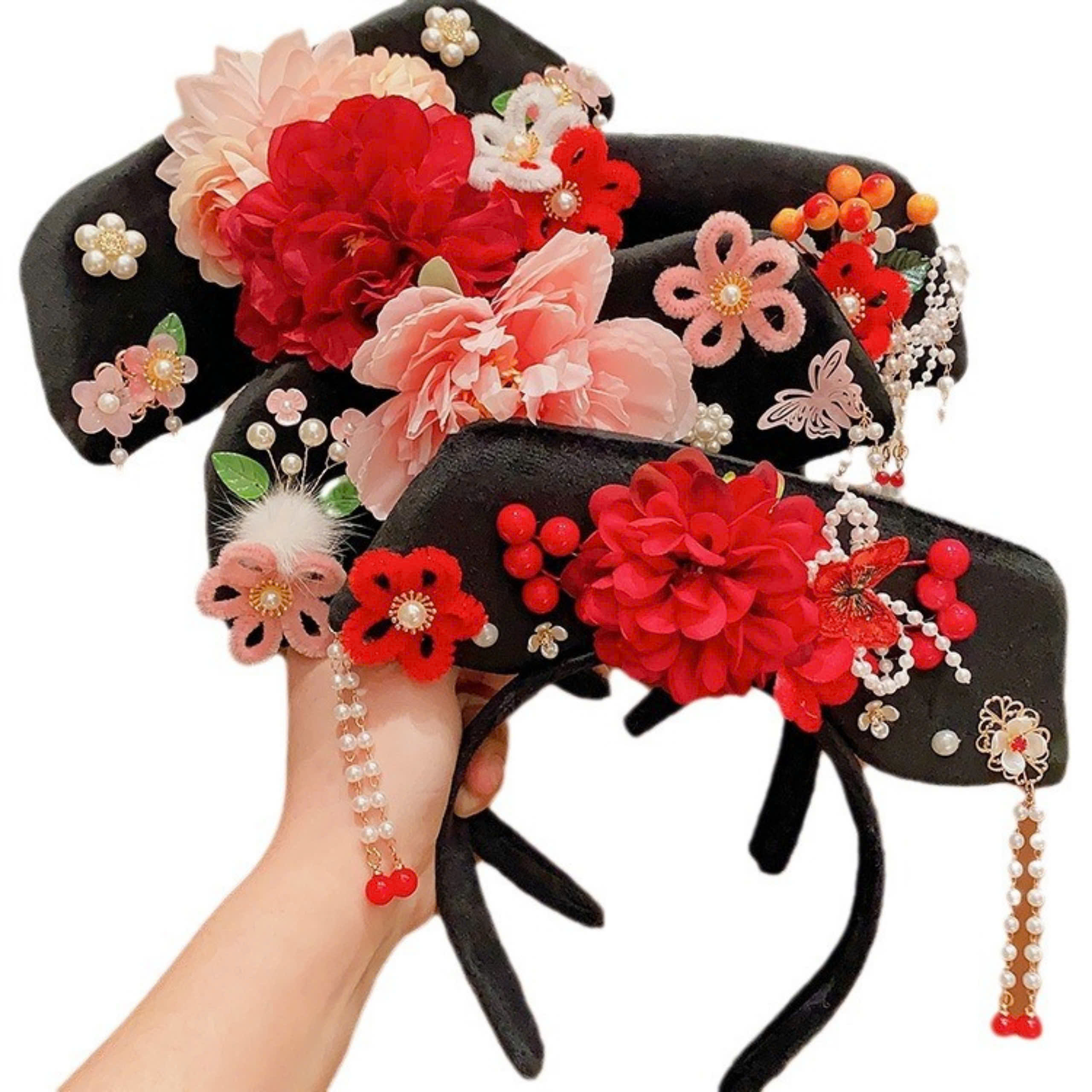 Cài tóc bờm tóc cho bé gái trung hoa hanfu cổ trang hoàn châu cách cách quý phi diện lễ tết noel giáng sinh năm mới xinh