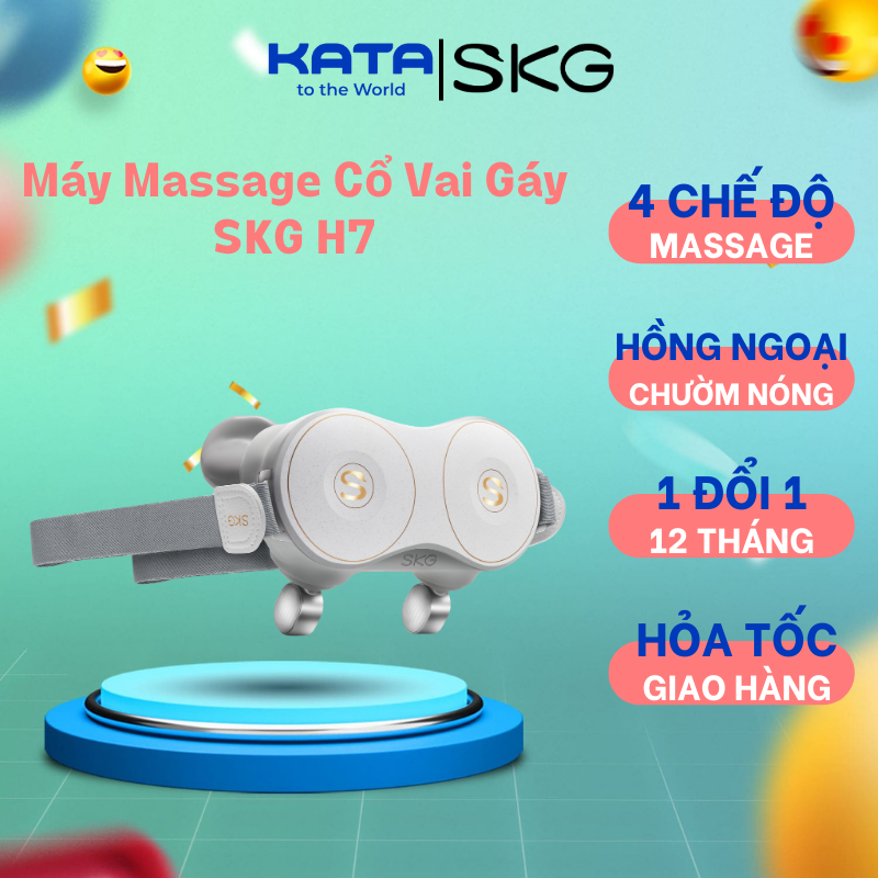 Máy massage Cổ Vai Gáy SKG H7 mát-xa như tay người, chườm nóng giảm đau do thoái hóa,ê mỏi, tế cứng cổ