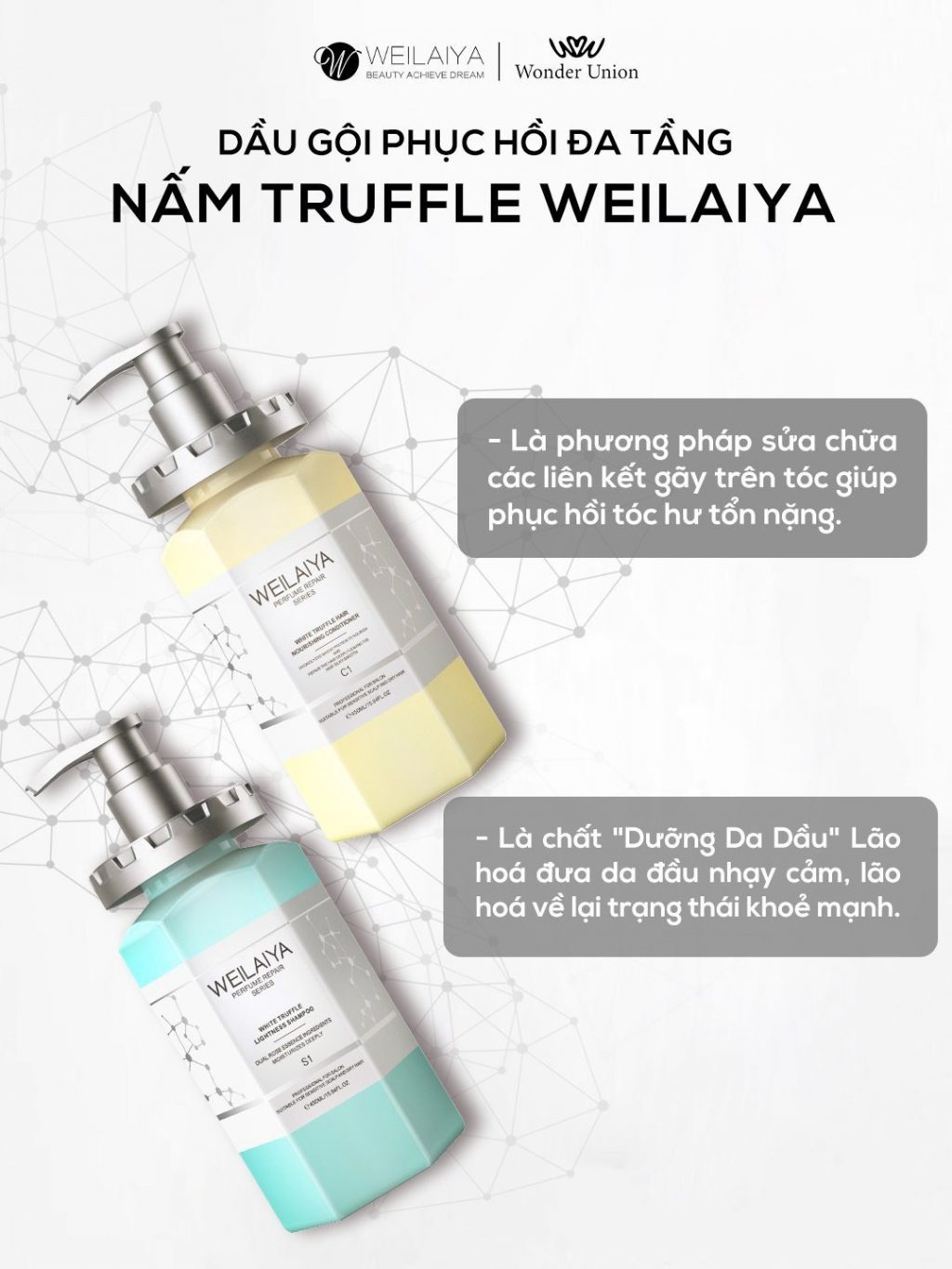 Dầu Gội Phục Hồi Đa Tầng Nấm Truffle Weilaiya - Tặng mini dầu xả gừng