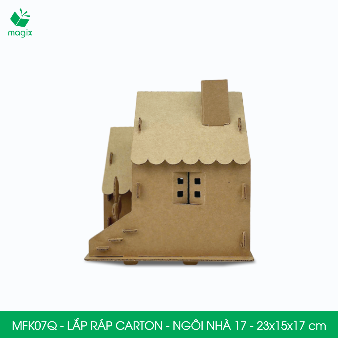 MFK07Q - 23x15x17 cm - Mô hình ngôi nhà lắp ráp từ bìa carton cao cấp, nhà giấy carton mini sáng tạo