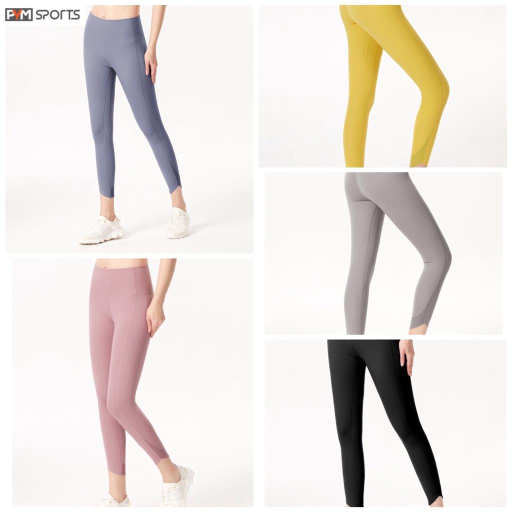 Quần legging dài 9 tấc tập Yoga - Gym PYMSPORT - PYML030, pha lưới ở gấu, nâng mông, lưng cạp cao