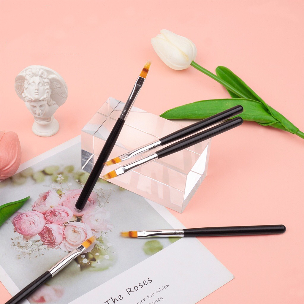 Cọ ombre đầu dẹt cán nhựa đen - Cọ nails trang trí dành cho thợ làm móng