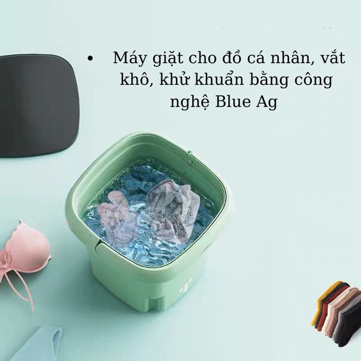 Máy giặt mini TOKORO gấp gọn có tay cầm siêu tiện lợi