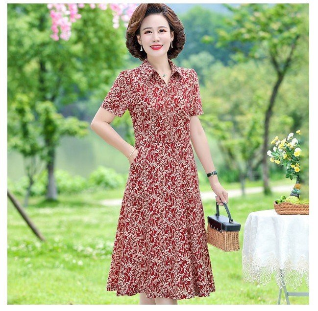 Đầm Hoa Nữ Trung Niên Rộng Rãi Mát Mẻ VH87 - Hàng Quảng Châu Cao Cấp
