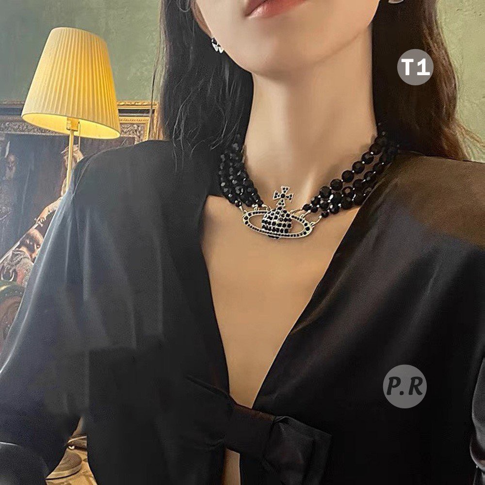 Dây chuyền hạt đá cao cấp 3 tầng đeo đi tiệc sang chảnh dành cho nữ