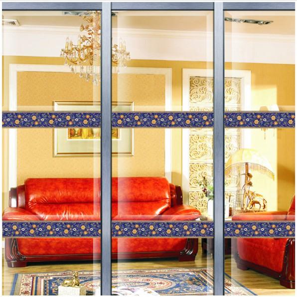 Decal trang trí viền tường Hoa Văn Xanh đậm A.H