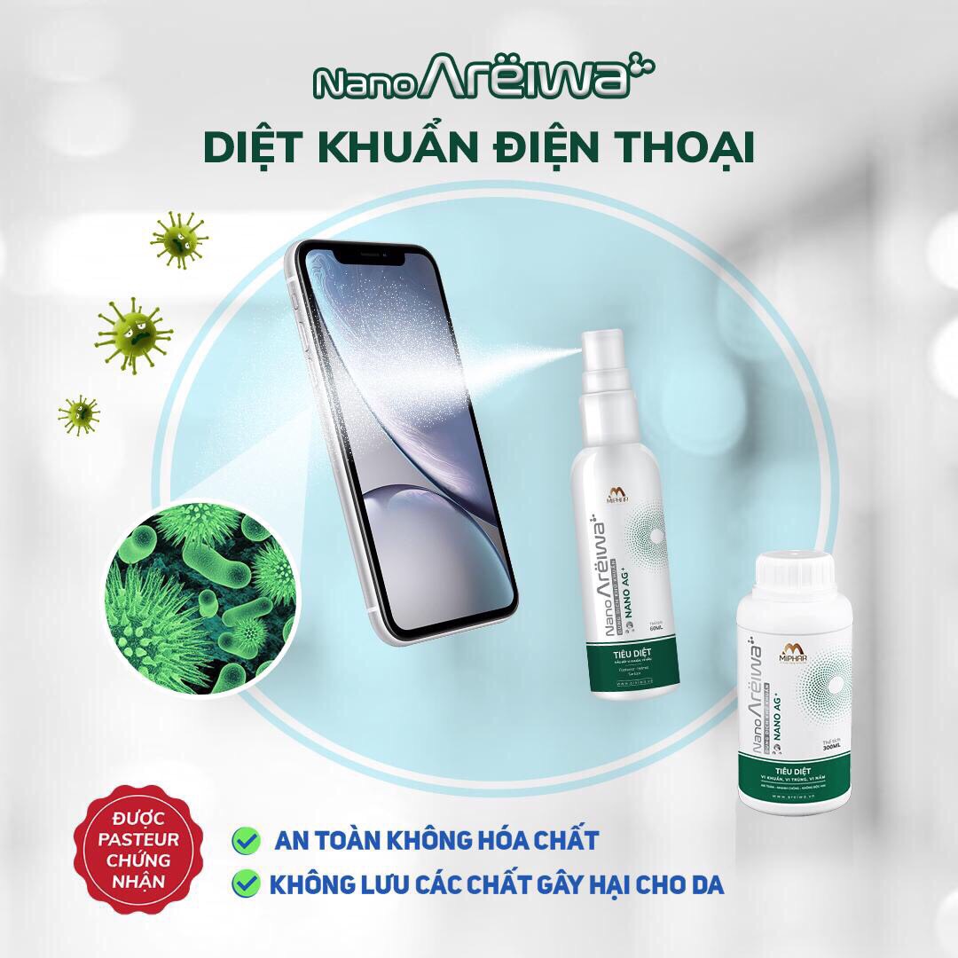 Combo 3 chai Dung Dịch Khử Khuẩn Nano Areiwa 60ml