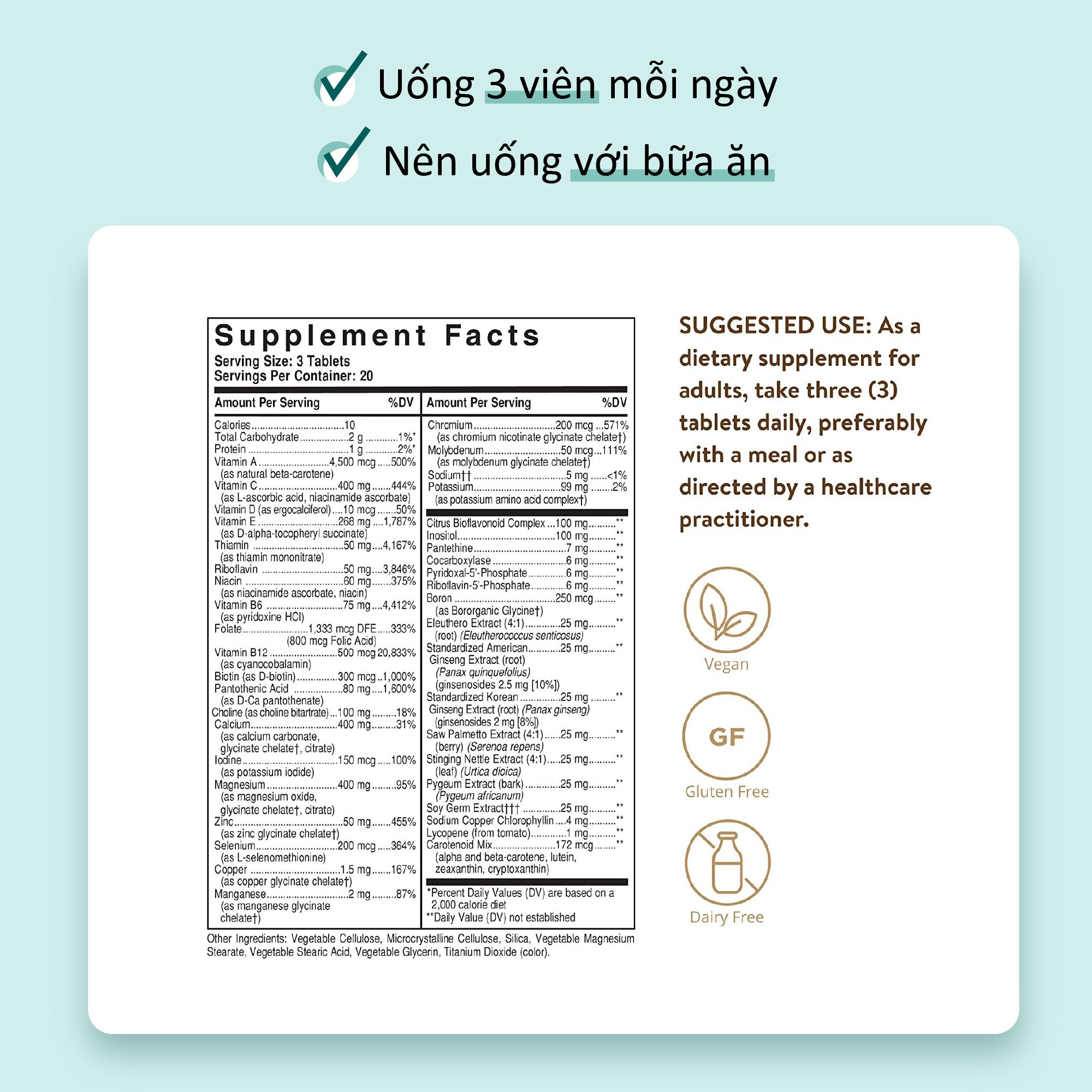 Viên uống Solgar Male Multiple - Giúp Tăng Cường Miễn Dịch, Giảm Stress, Chuyển Hóa Năng Lượng