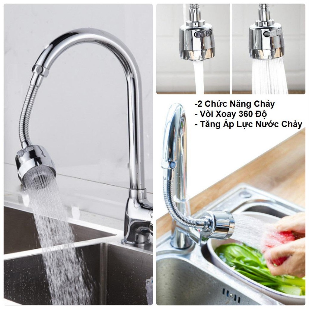 Đầu vòi rửa bát tăng áp lực nước 2 chế độ phun