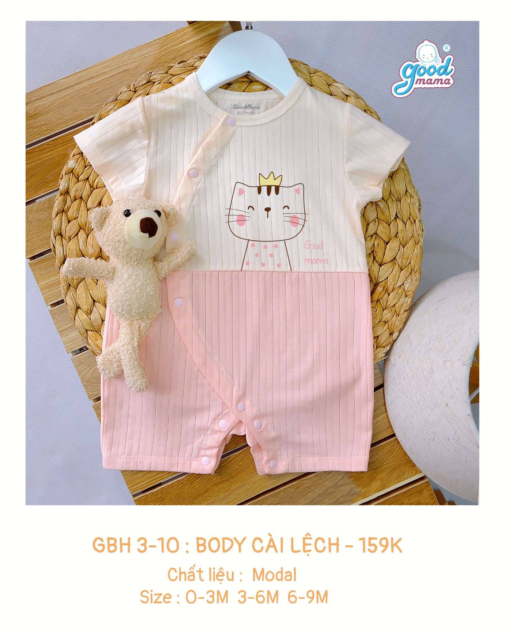 Bodysuit Cho Bé Sơ Sinh trai gái Goodmama chất liệu Modal size từ 0-9 tháng tuổi