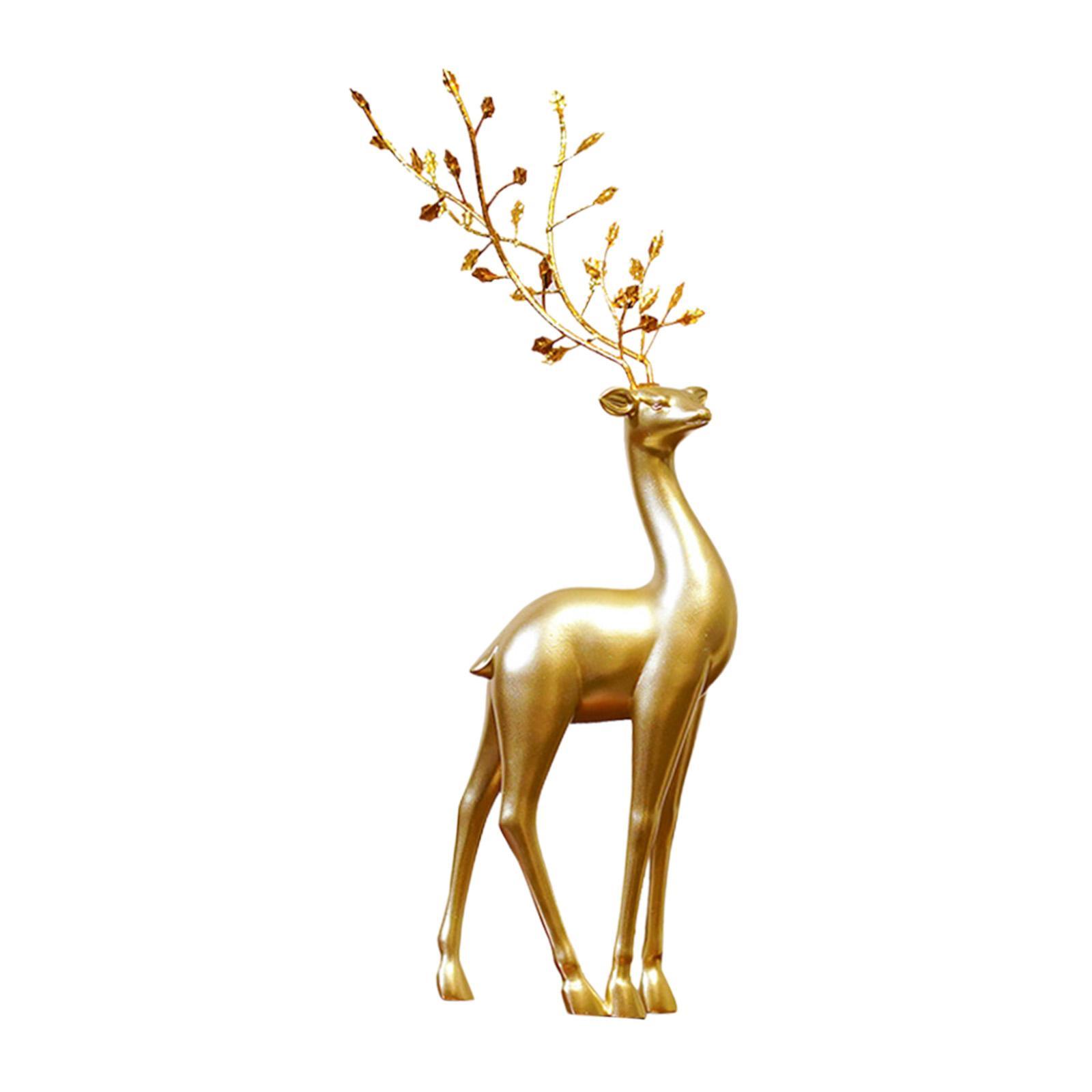 Resin Reindeer Figurine Display Cabinet Ornaments Animal Toys Tabletop Decoration Animal Statue Deer Reindeer Figures for Desktop Home Gifts