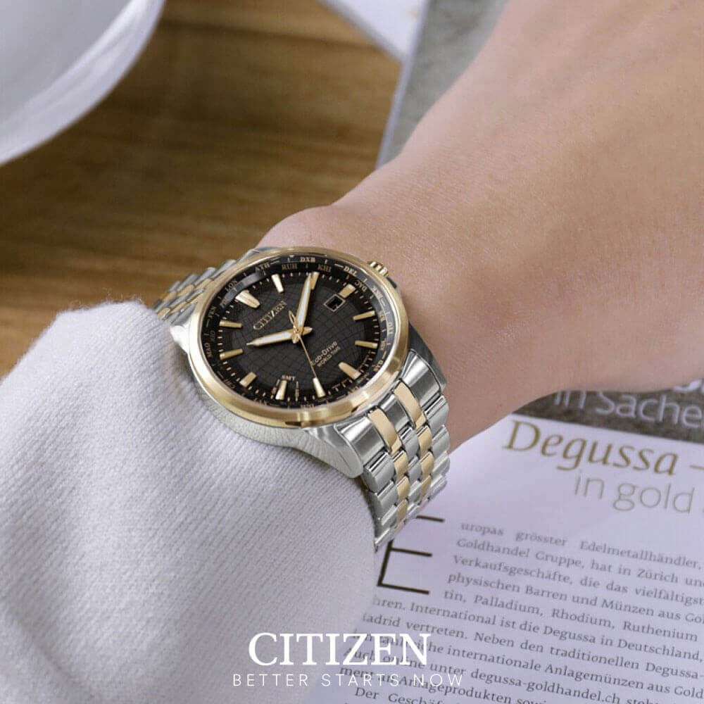 Đồng Hồ Nam Citizen World Time Eco-Drive BX1006-85E - Dây Kim Loại - Kính Sapphire - Mặt Đen