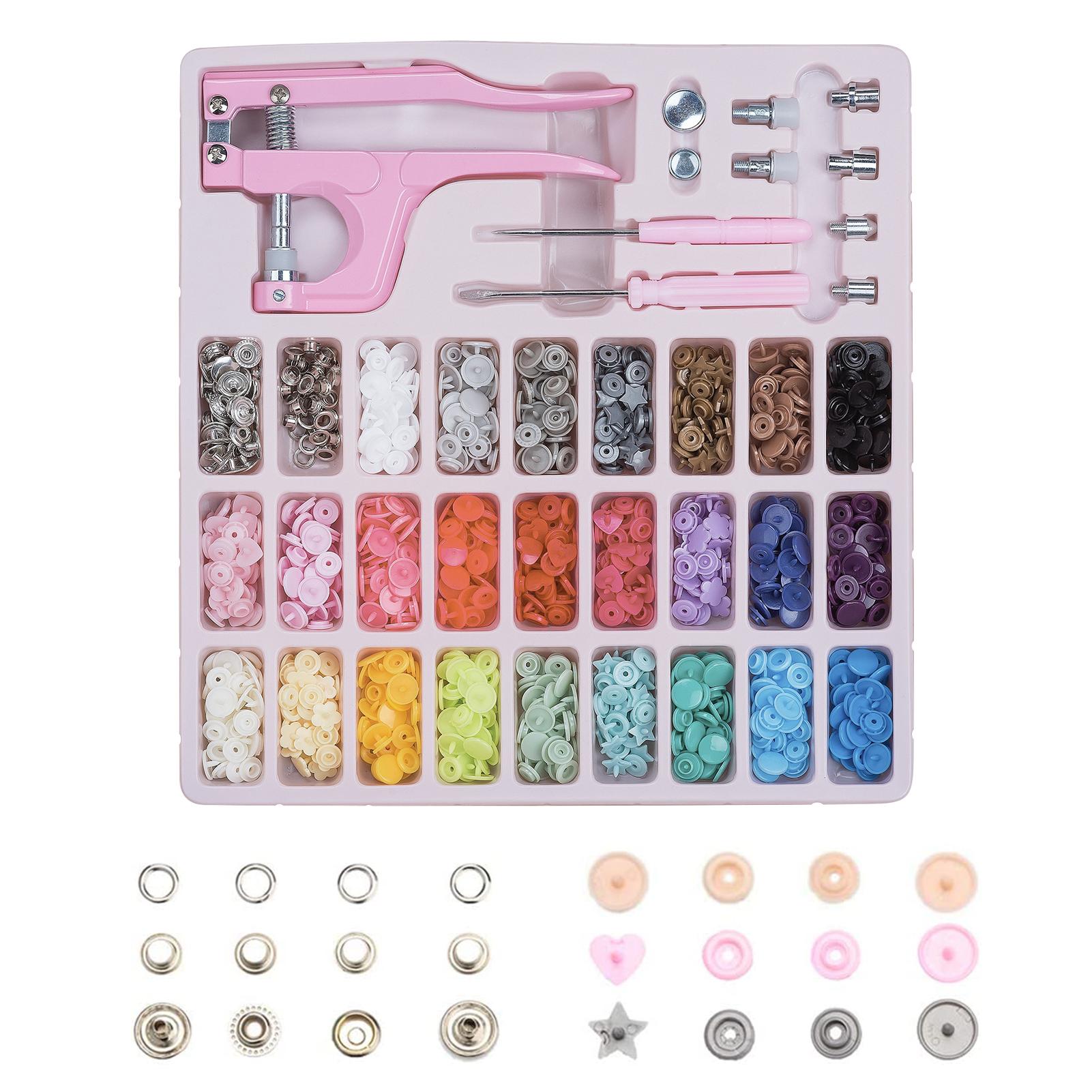 Plastic and Metal Snap Buttons with Snaps Pliers Set,300 Sets Plastic and Metal Snap Buttons for Sewing and Crafting