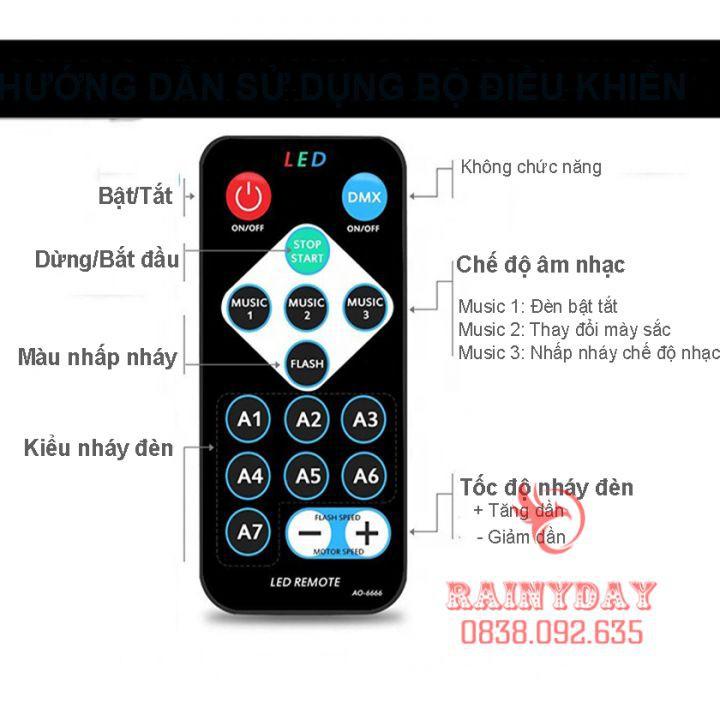 Đèn led xoay 7 màu vũ trường nháy chớp theo nhạc bay phòng sân khấu cảm ứng nhạc có điều khiển