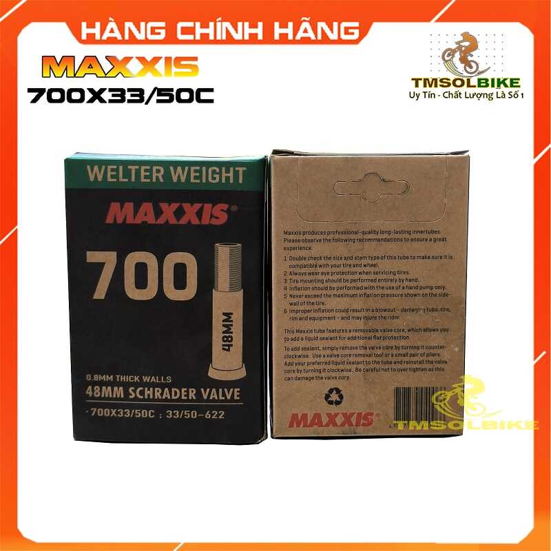 Săm, Ruột Xe Đạp MÁC XÍC 700x33/50C AV48L Dùng được cho vỏ 33C - 50C Vành 700 Chất Lượng CAO