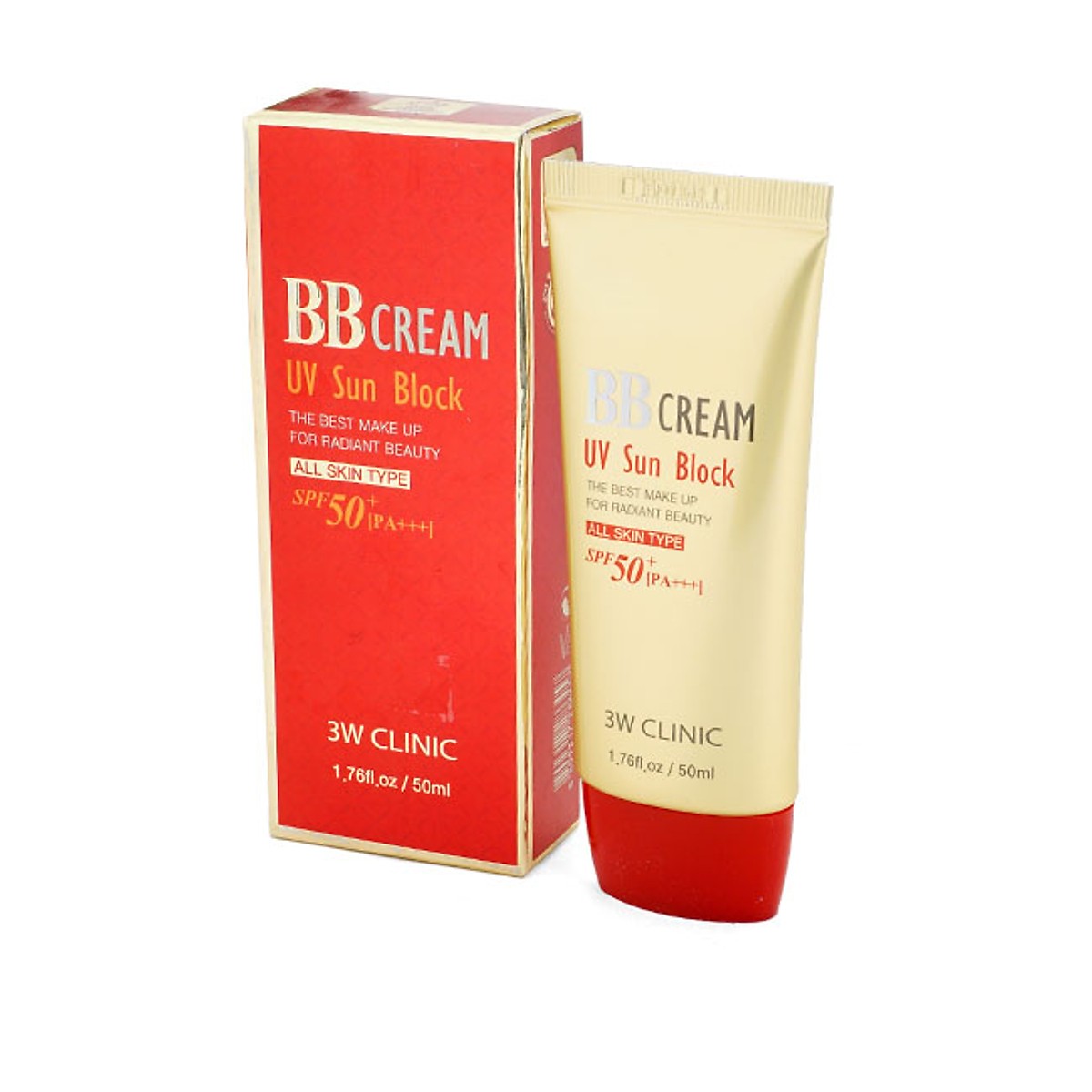 Kem nền chống nắng và dưỡng ẩm BB Cream UV Sun Block 3W Clinic SPF 50+ PA+++ 50ml - Hàn Quốc Chính Hãng