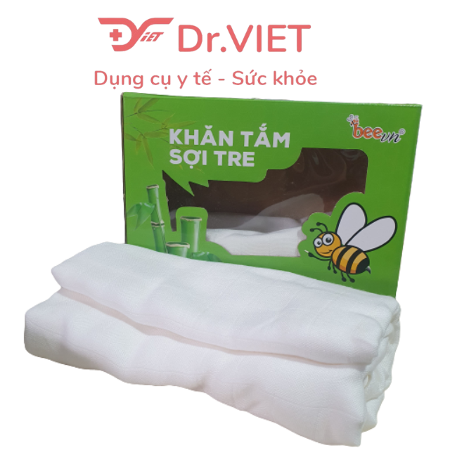 Khăn tắm sợi tre Bee Kids BeeVN Chính hãng - Hộp 2 chiếc - Khăn mềm mịn, dễ thấm hút, thành phần tự nhiên,  kháng khuẩn, an toàn cho bé, thân thiện với môi trường (Màu ngẫu nhiên)