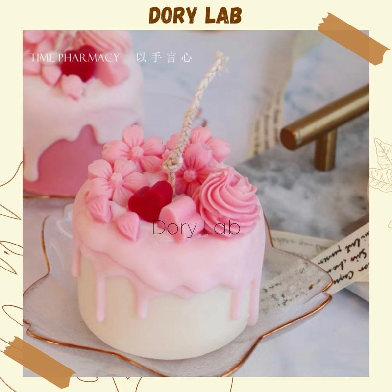 Nến Thơm Bánh Kem Hoa Anh Đào Màu Pastel HandMade - Dory Lab