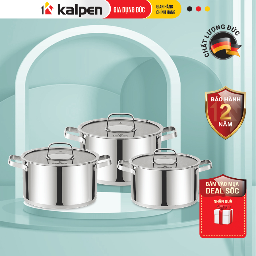 Bộ Nồi INOX 304 Cao Cấp 5 Mendy MD1 Size 16-20-24 Hàng Chính Hãng KALPEN-GIA DỤNG ĐỨC Bảo Hành 2 Năm