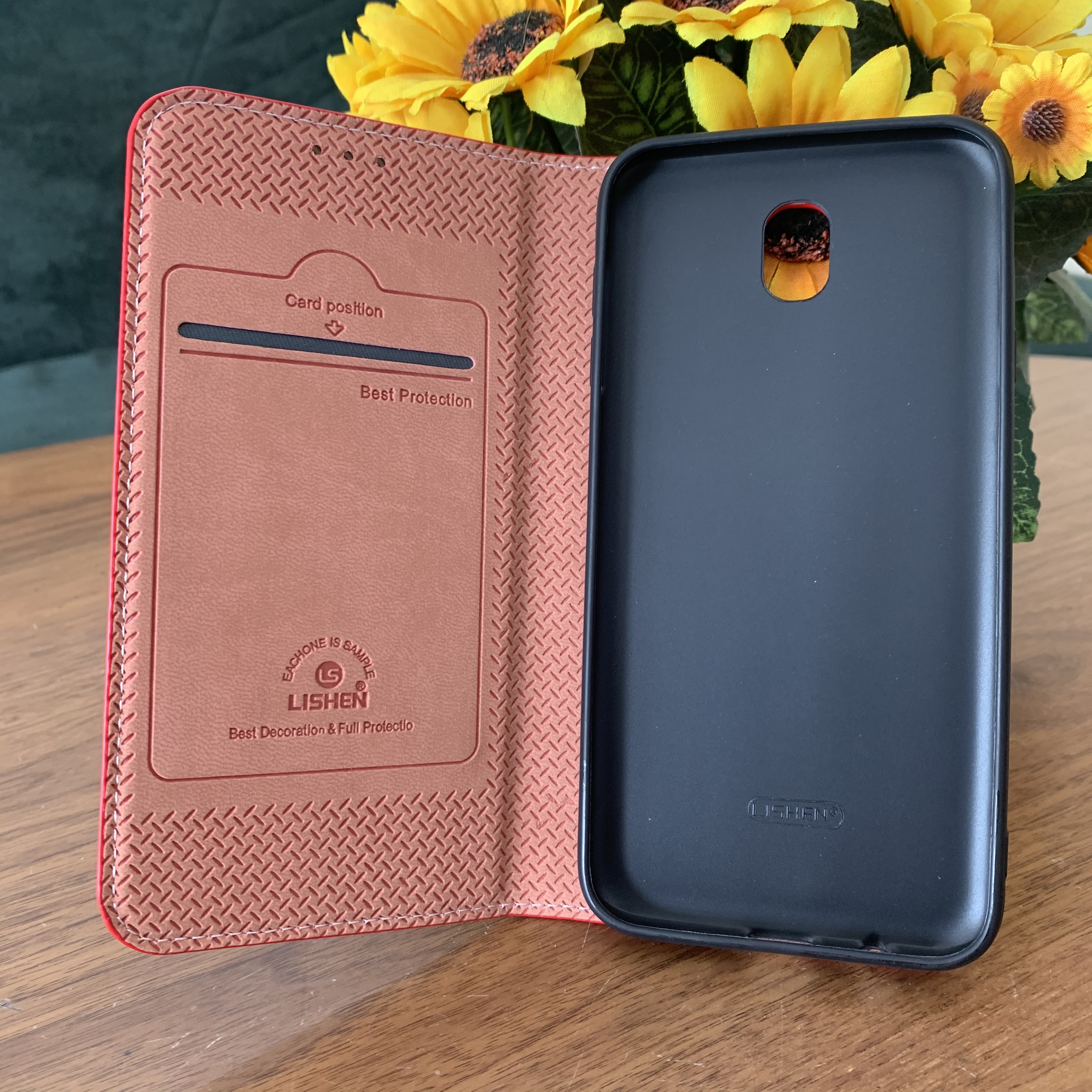 Bao da dành cho Galaxy J7 Plus thương hiệu Lishen- Hàng Chính Hãng