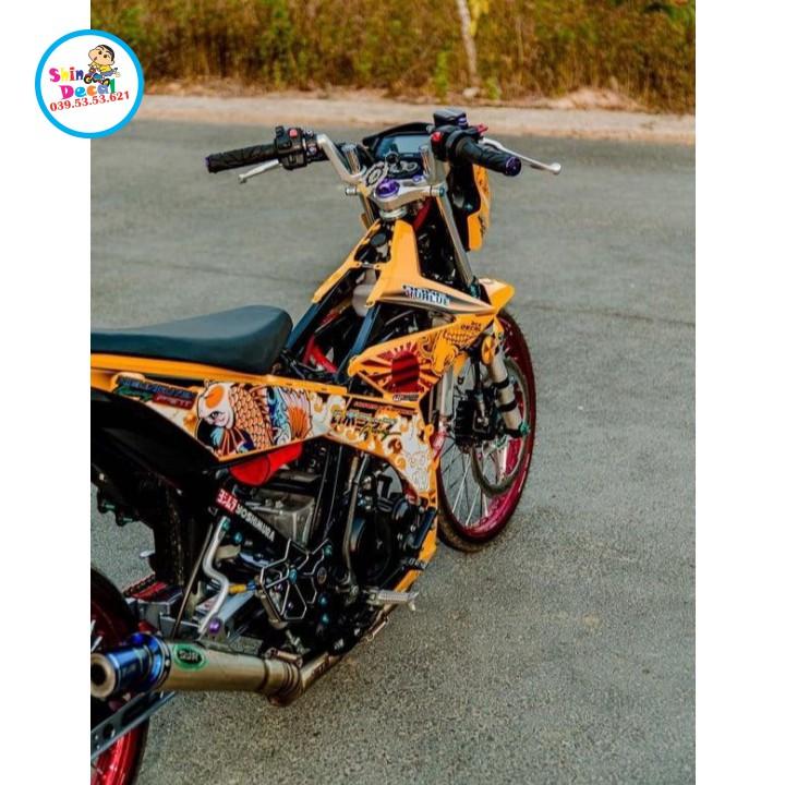 Tem rời raider fi cá chép dán xe vàng