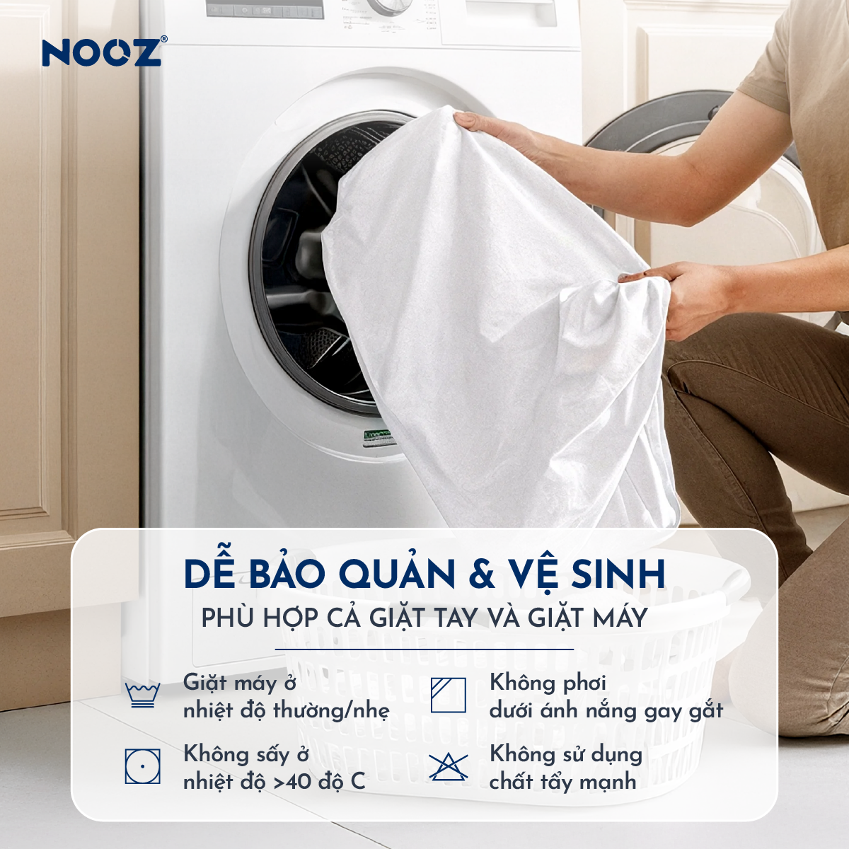 Ga Chống Thấm NOOZ Ga Bo Chun Phủ TPU Kháng Nước Giúp Tăng Tuổi Thọ Và Bảo Vệ Nệm NOOZ Home Goods