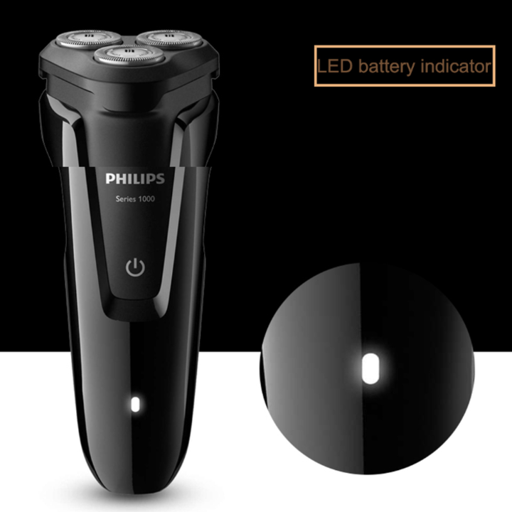 Máy cạo râu khô và ướt 3 lưỡi Philips S1010, sử dụng pin NiMH, đầu cắt chống nước dễ dàng vệ sinh- Hàng chính hãng