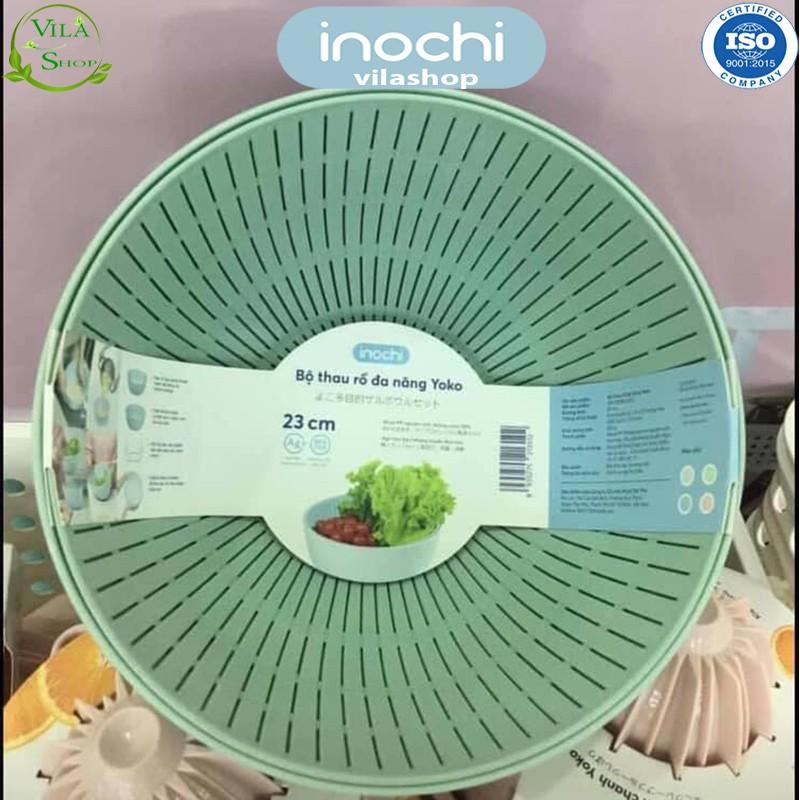 Thau Rổ Nhựa, Bộ Thau Rổ ĐA NĂNG Yoko 23cm, Chính Hãng Inochi, Nhựa PP Nguyên Sinh - Kháng Khẩu - Khử Mùi