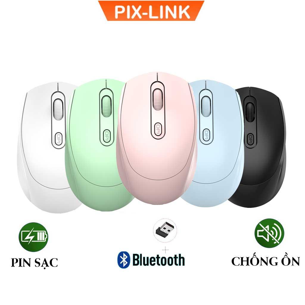 Hình ảnh Chuột Không Dây Bluetooth PIX-LINK P100B Chống Ồn, DPI 1600, Chế Độ Kép Wireless Usb 2.4Ghz, Bluetooth Dùng Cho Macbook, Laptop, PC - Hàng chính Hãng